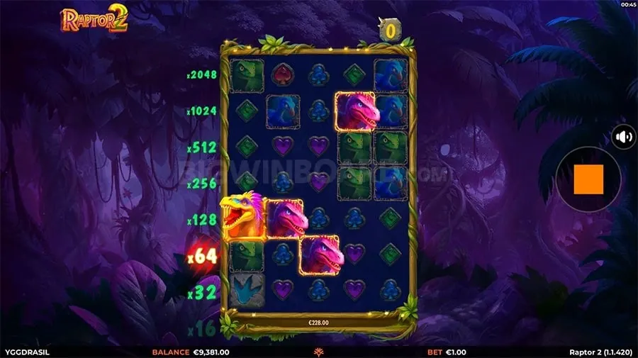 Bright slot machine with winning symbols